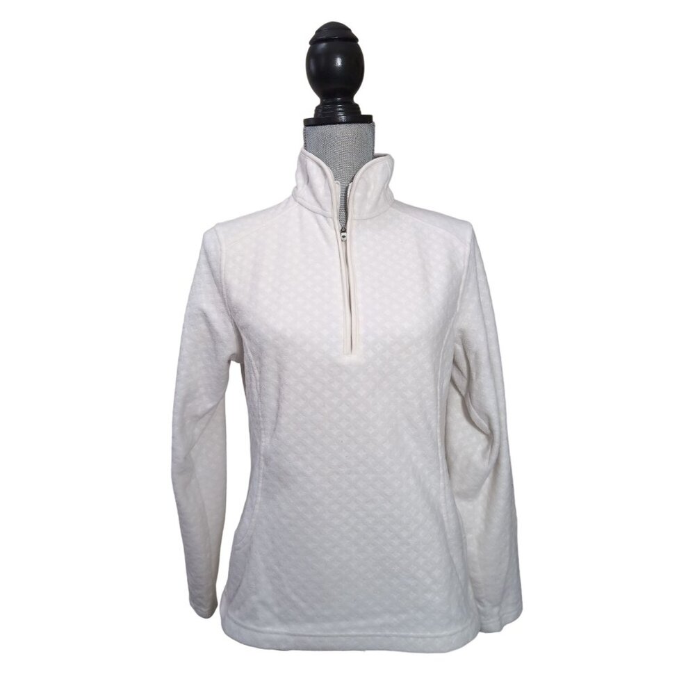 Lands End Quarter Zip Fleece Sweatshirt Womens S White Gorpcore Granola Girl
